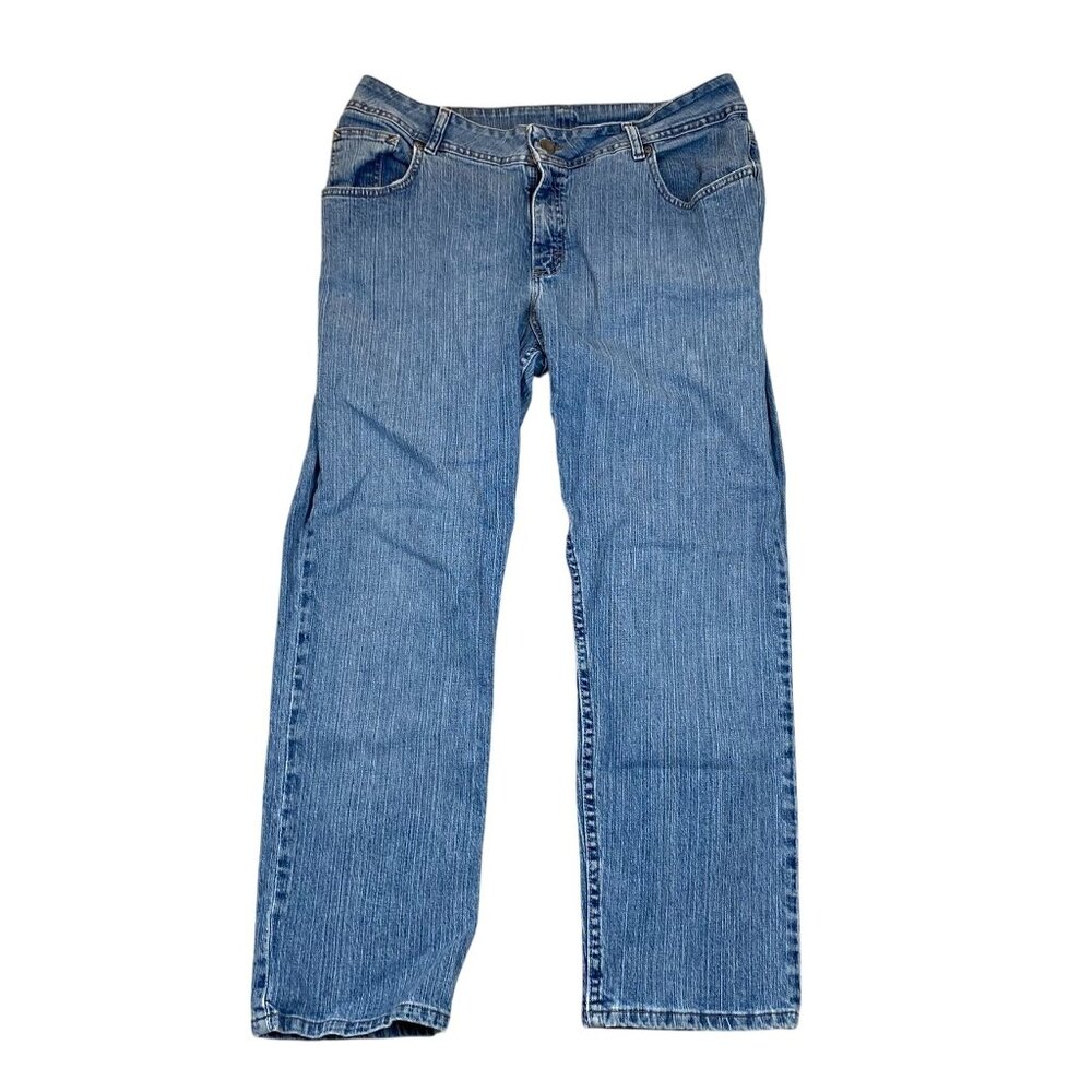 Lee Riders Woman's Straight Jeans 18W Vintage Blue Denim Medium Wash Casual